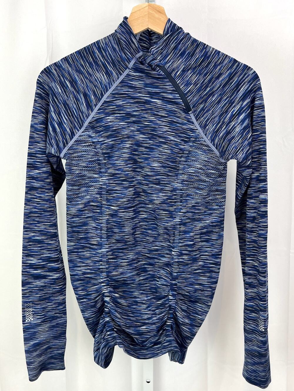 ATHLETA Size XS Fastest Track Asymmetric Zip Neck Pullover Top 348552 Blue